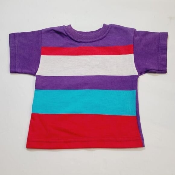 Vintage 80s 90s Circo Wide Striped Purple Red White Tshirt 2T - Picture 2 of 8